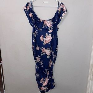 Blue Floral Maternity Dress